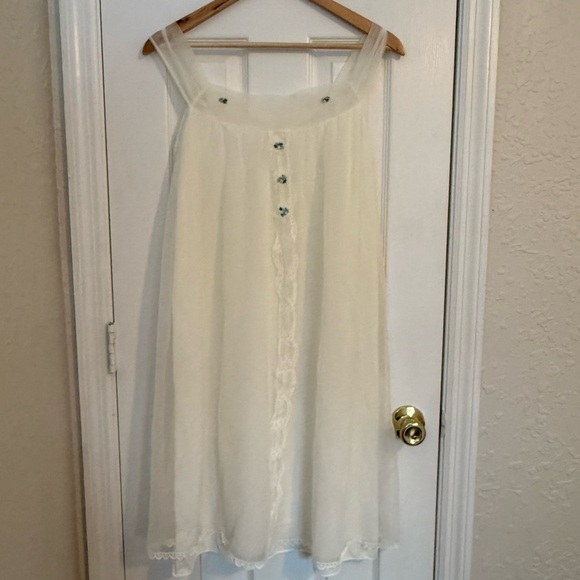 VINTAGE RADCLIFFE White Peignoir Nightgown 50s Chiffon Laced Two Piece Set - Picture 6 of 16